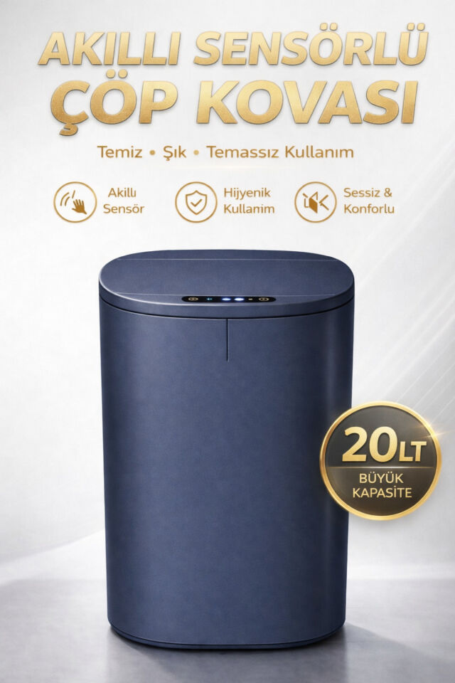 SENSÖRLÜ ÇÖP KOVASI 20L Otomatik Kapak Temassız